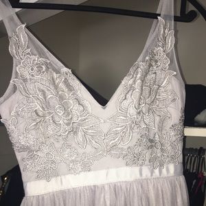 Gray tulle maxi dress